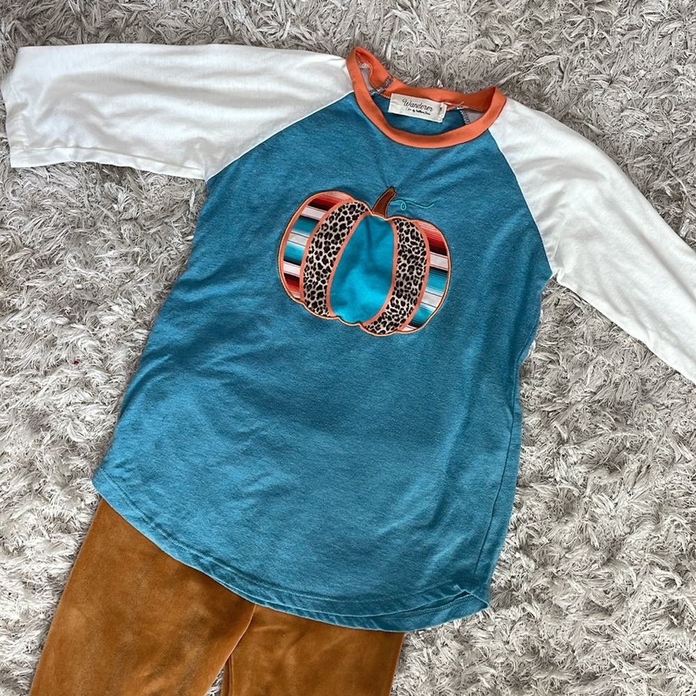 Girls Fall Pumkpin Outfit - Size 8 - Picture 2 of 5